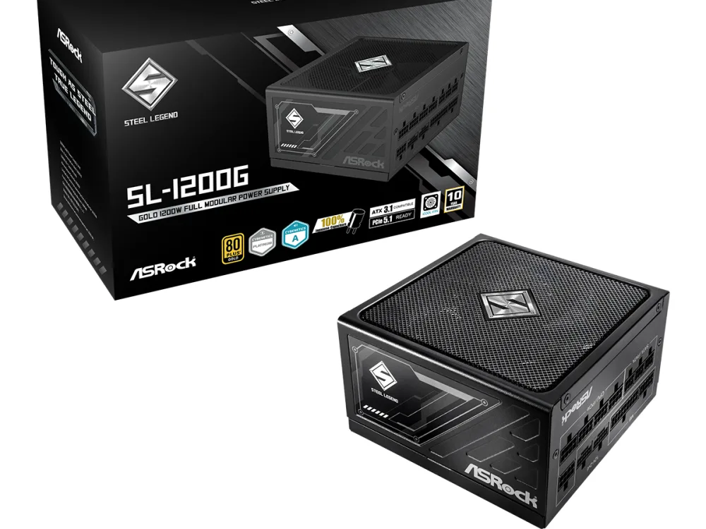 ASROCK PSU 1200W Gold SLFully Modular, 80PLUS135mm fan, ATX 3.1, PCIe 5.1