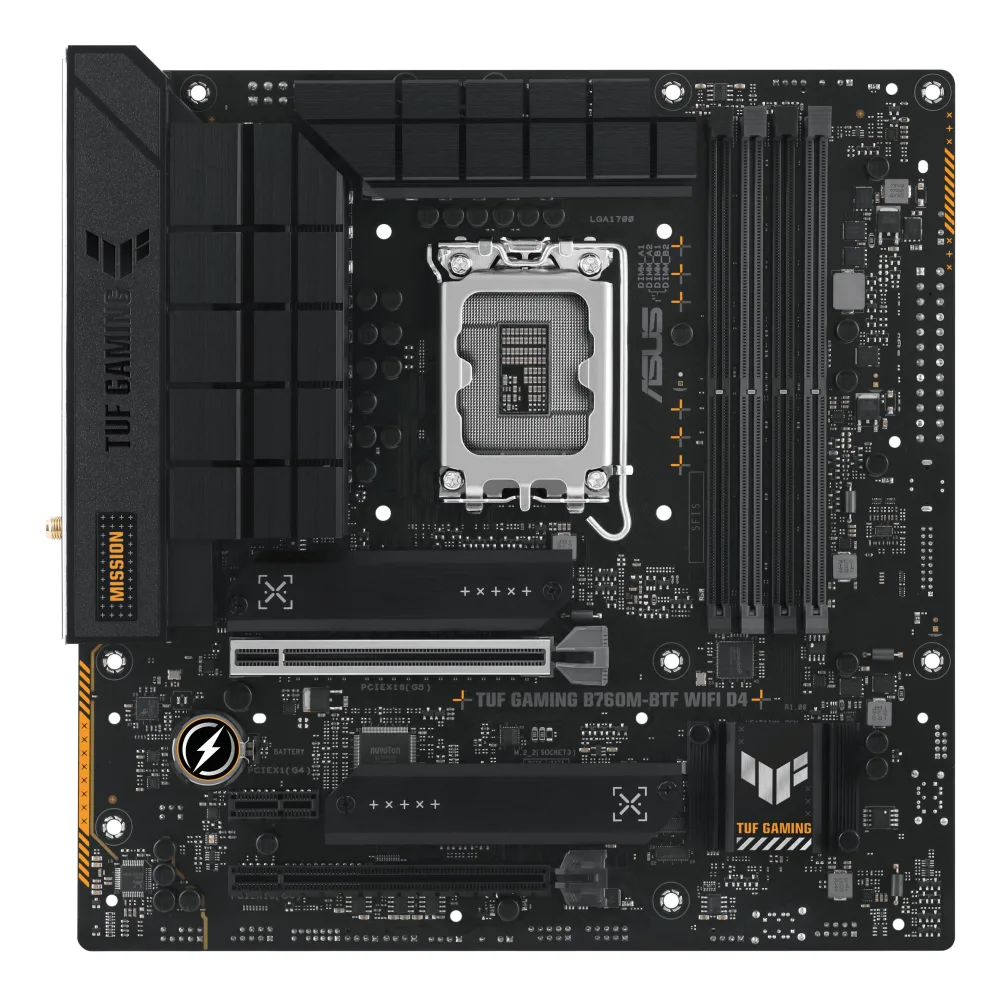 ASUS TUF GAMING B760M-BTF WFD4 LGA 1700,0 4x DDR4, 3x M.2 1x DP, 1x HDMI, WI-FI, 10x USB, mATX
