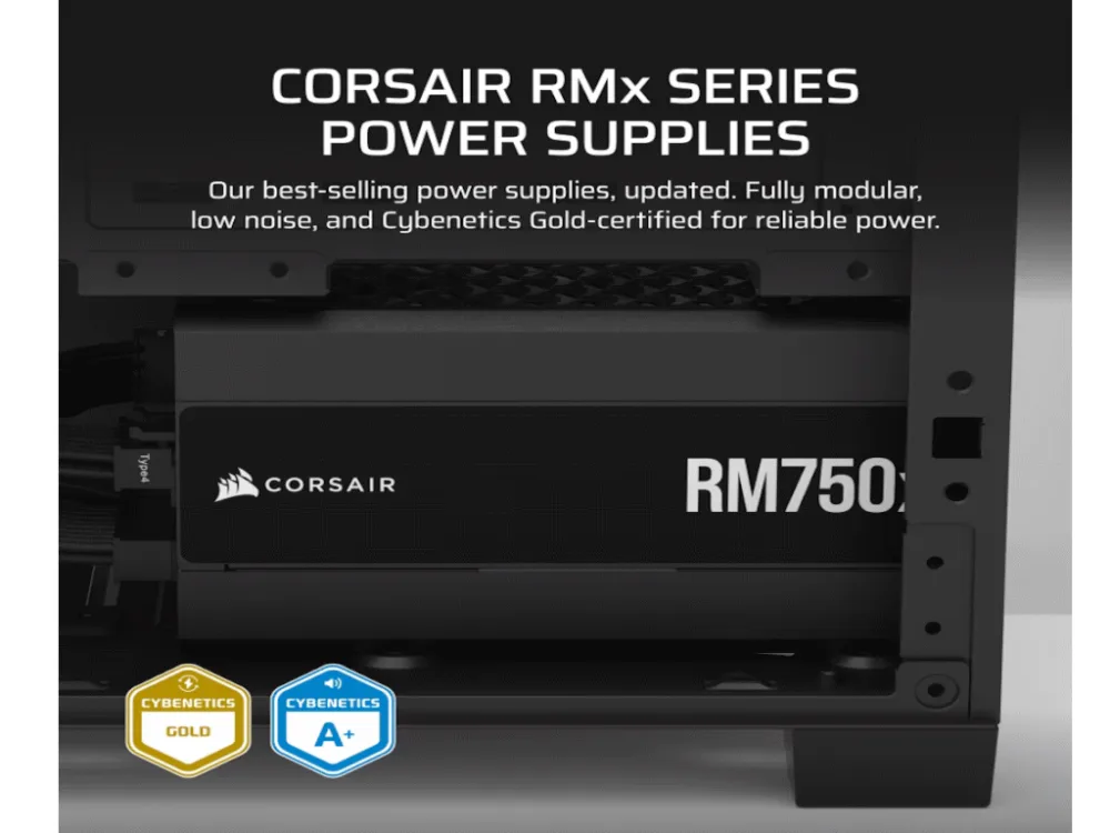Corsair PSU 750w RM750xGold, Fully Modular, 12V-2x68xSATA, 4xPCIe, ATX 3.1, PCIe 5.1