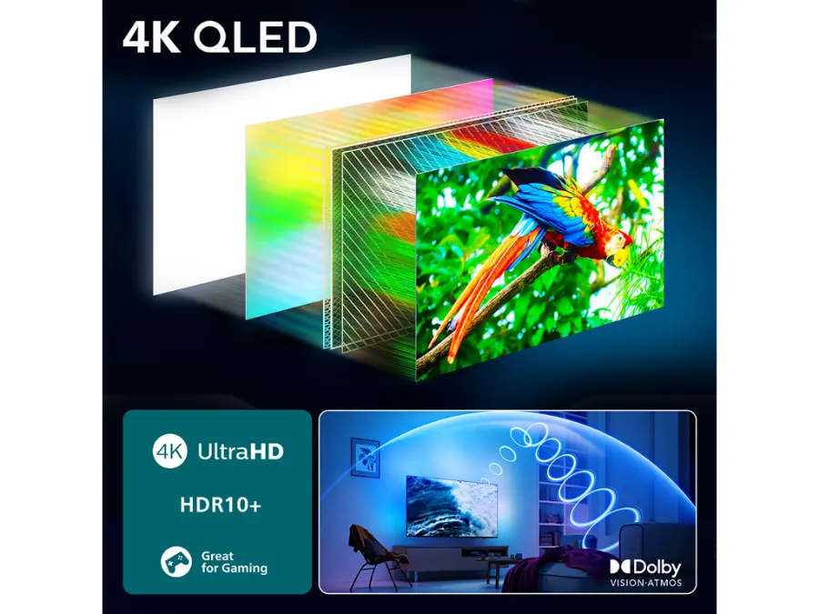 Philips 65''PUS9010 4K QledTitan OS; AMBILIGHT TV; 144Hz;P5 Picture Engine; Dolby Atmos i Vision