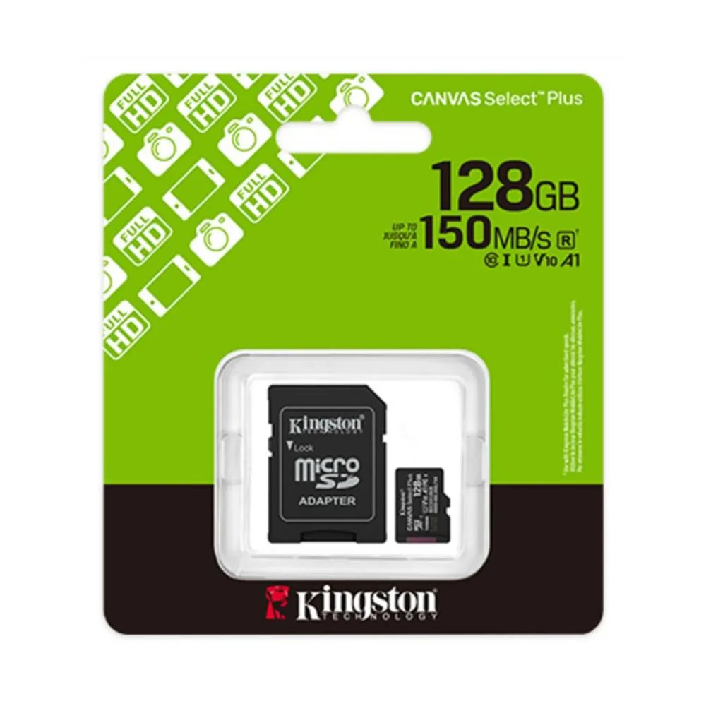 Kingston microSD 128GB Class10 Canvas Select Plus 150MBs Read
